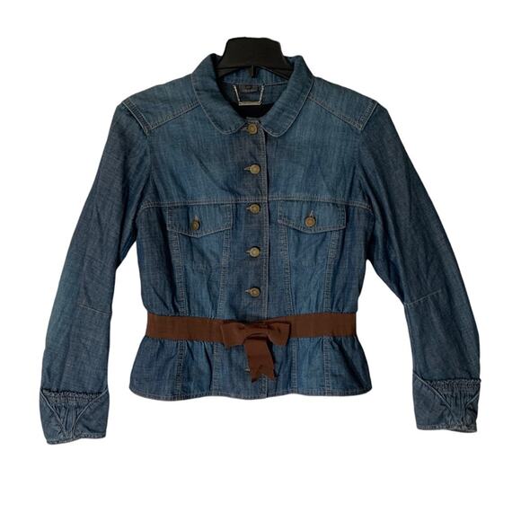 Alexander McQueen 00s jean jacket womens size 46 large medium denim bow y2k blue - Picture 2 of 15